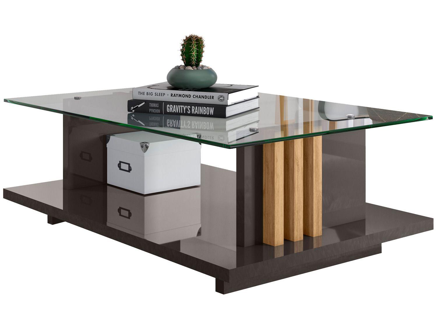 Mesa de Centro com Tampo de Vidro Frizz Madetec