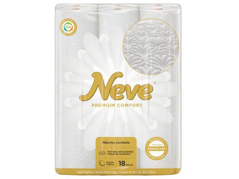 Papel Higiênico Folha Tripla Neve Premium Comfort - 18 Rolos 20m