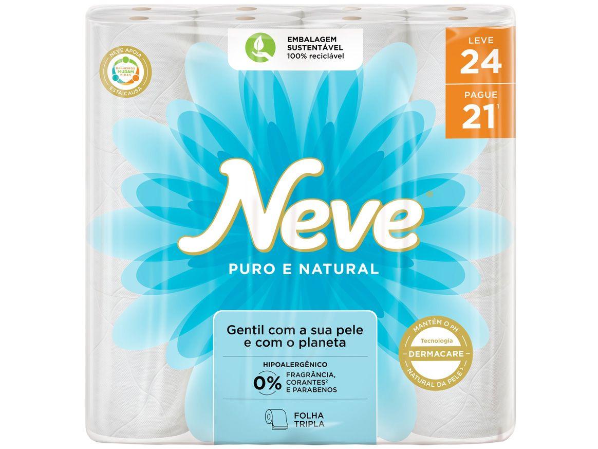 Papel Higiênico Folha Tripla Neve Puro e Natural - 24 Rolos 20m