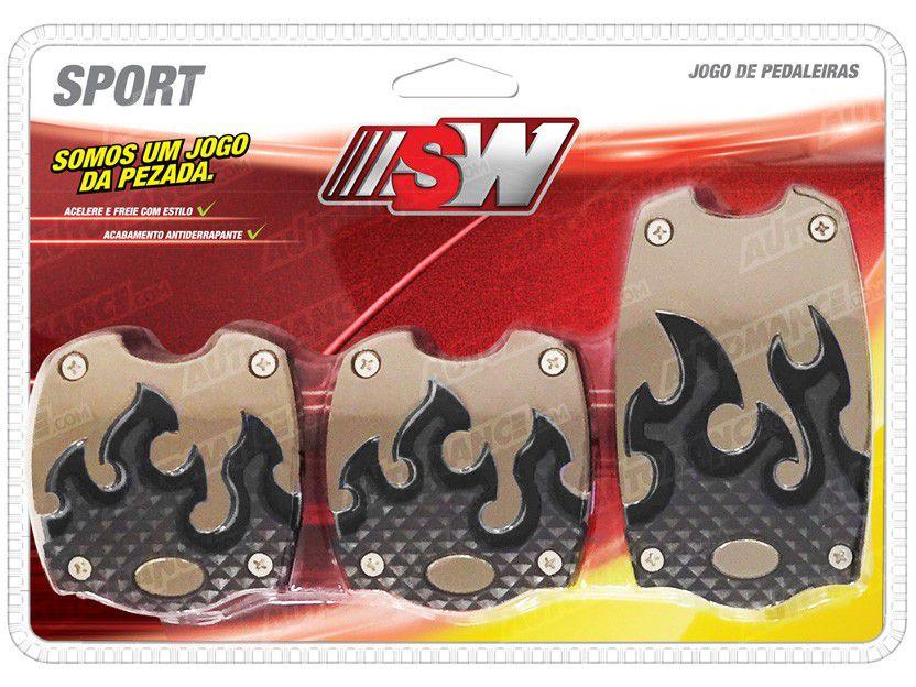 Pedaleira Automotiva Esportivo Universal SW - Furious Racing Preto 3 Peças