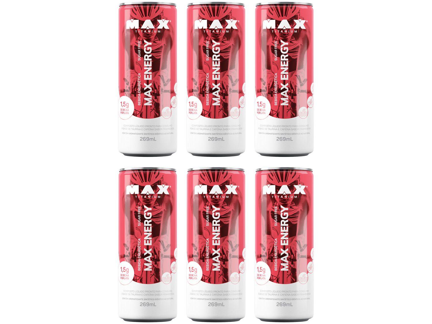 Bebida Energética Max Titanium Max Energy - Framboesa Zero Açúcar 269ml 6 Unidades