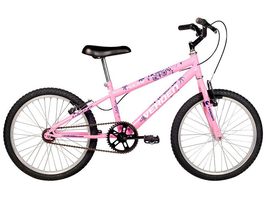 Bicicleta Infantil Aro 20 Verden Folks Rosa - Freio V-Brake