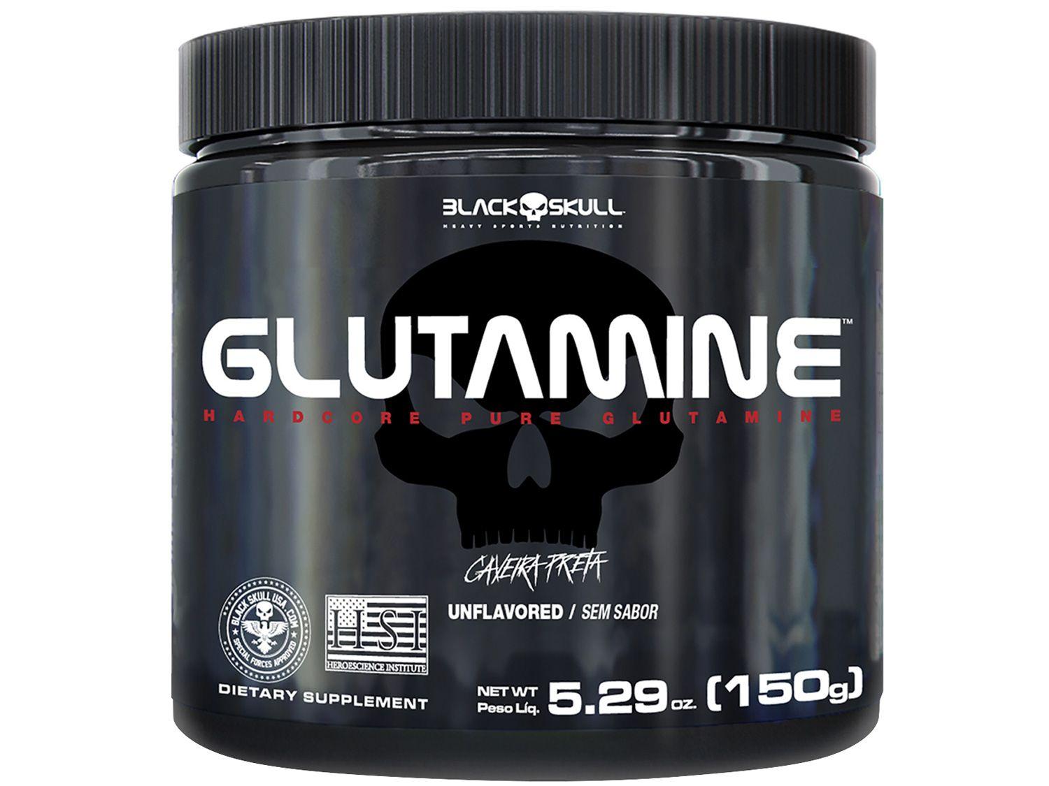 Glutamina Black Skull 150g sem Sabor