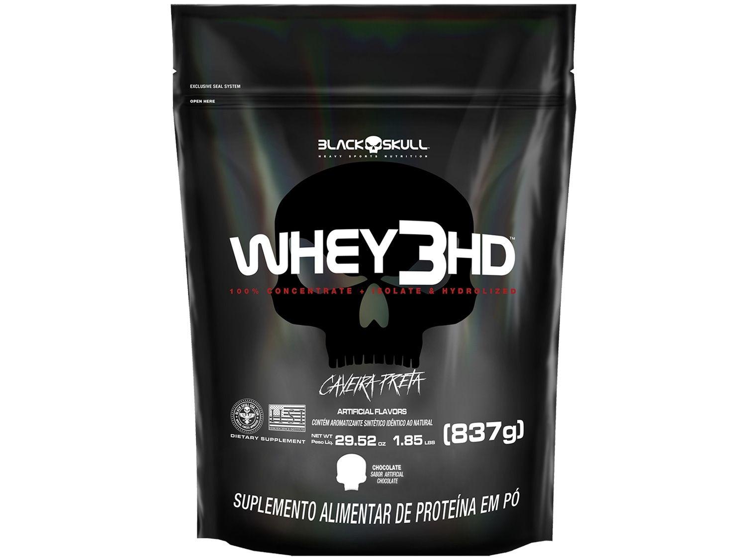 Whey Protein Concentrado Hidrolisado Isolado - Black Skull 3 HD 837g Baunilha