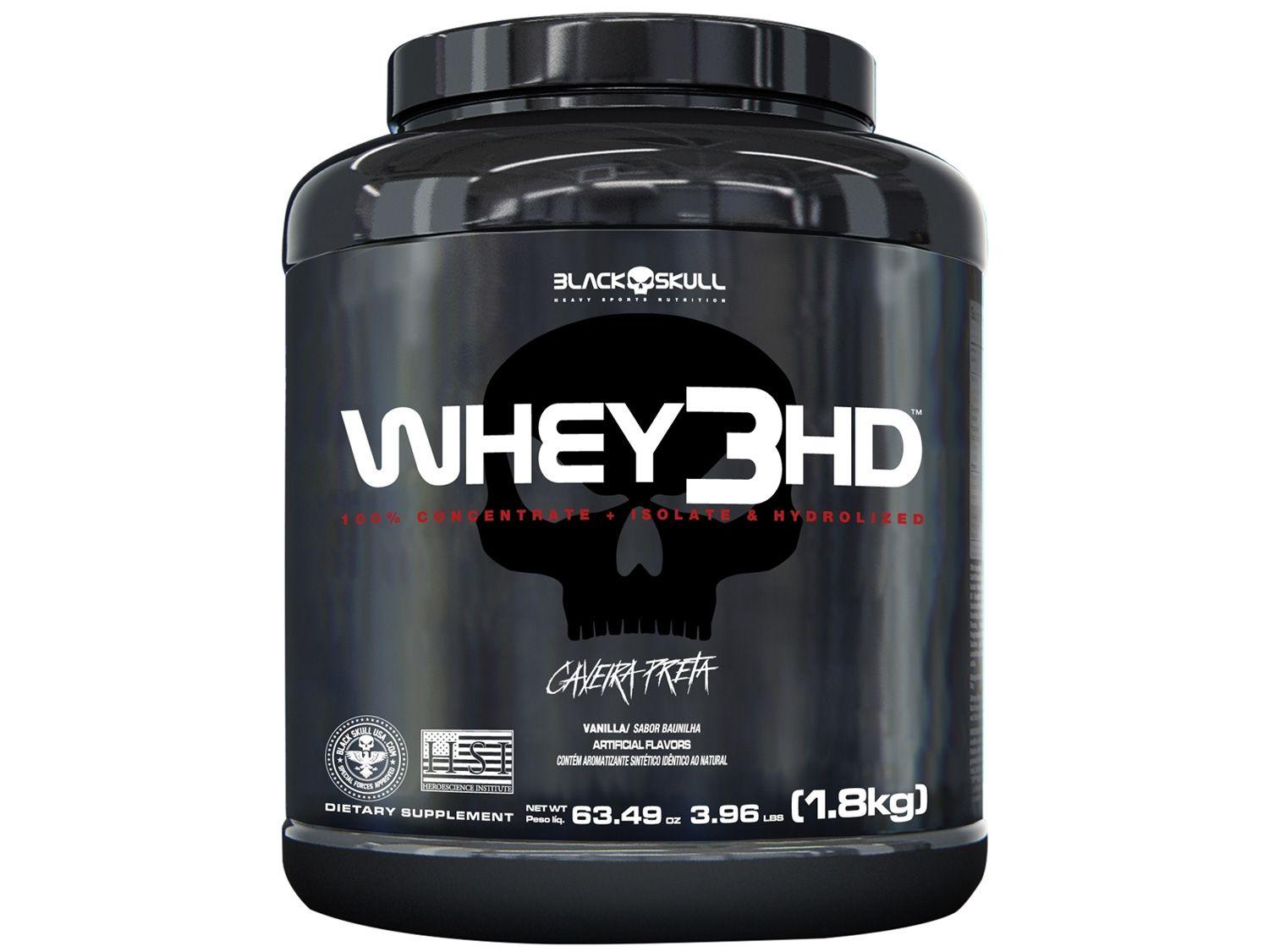Whey Protein Concentrado Hidrolisado Isolado - Black Skull 3 HD 1,8kg Baunilha