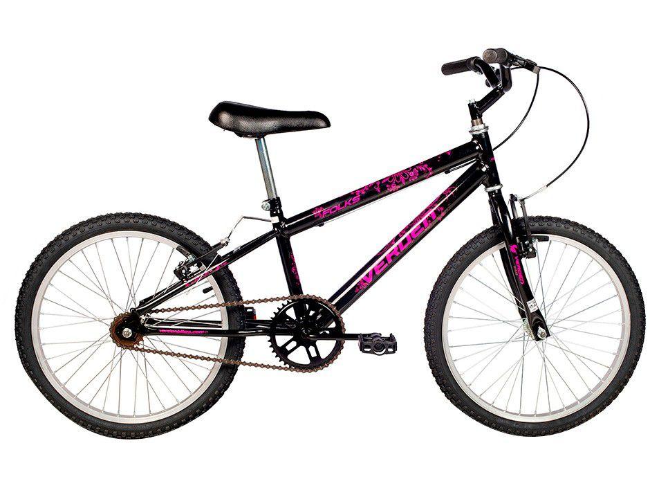 Bicicleta Infantil Aro 20 Verden Folks Preta - Freio V-Brake
