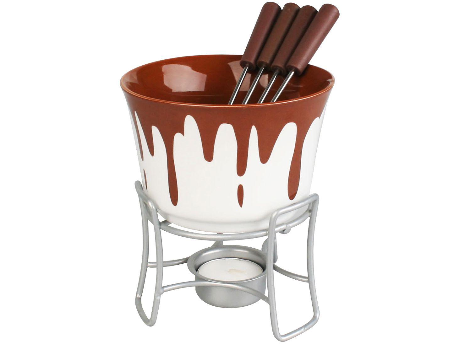 Aparelho de Fondue Hauskraft Marrom e Branco - 6 Peças Bruxelas