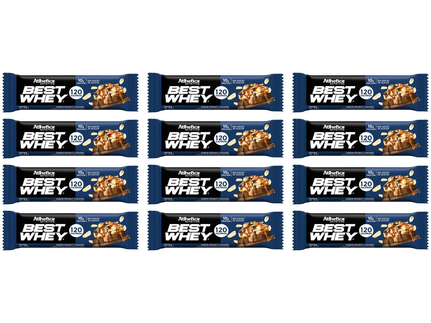 Barra de Proteína Atlhetica Nutrition Best Whey - Peanut Caramel sem Açucar 33g 12 Unidades