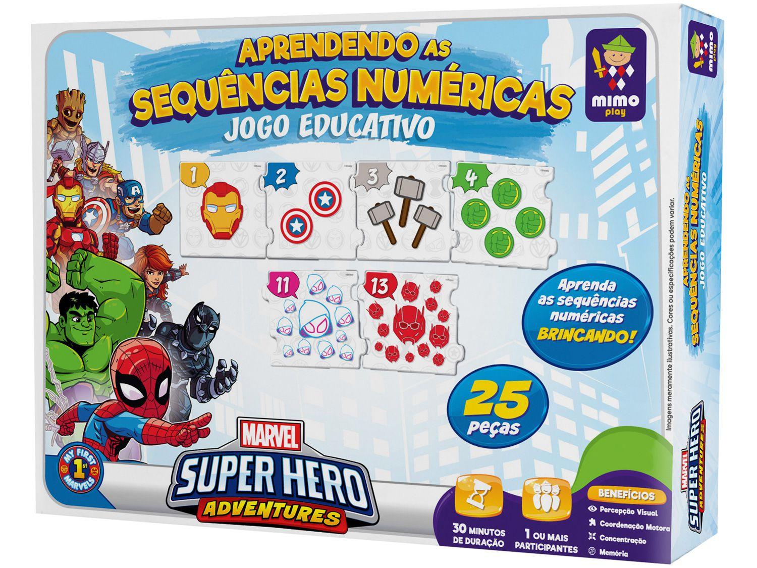 Jogo Aprendendo as Sequências Numéricas - Marvel Super Hero Adventures Mimo Toys