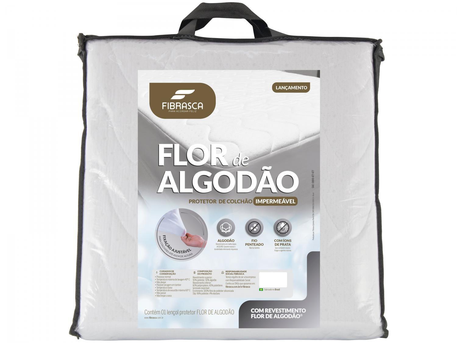 Protetor de Colchão Impermeável Queen - Flor de Algodão Fibrasca