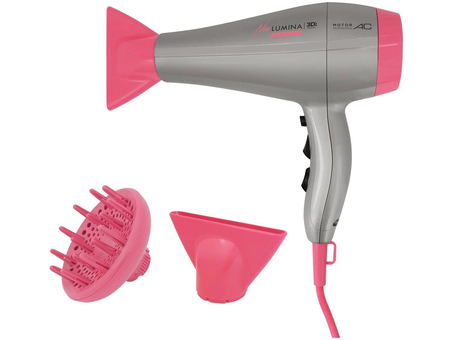 Secador de Cabelo Gama Italy New Lumina 3D - Cinza e Pink 3D Therapy Treatment 2200W