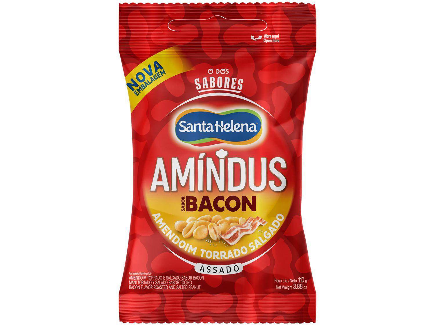 Amendoim Torrado Salgado sem Pele Santa Helena - Amíndus Bacon 110g