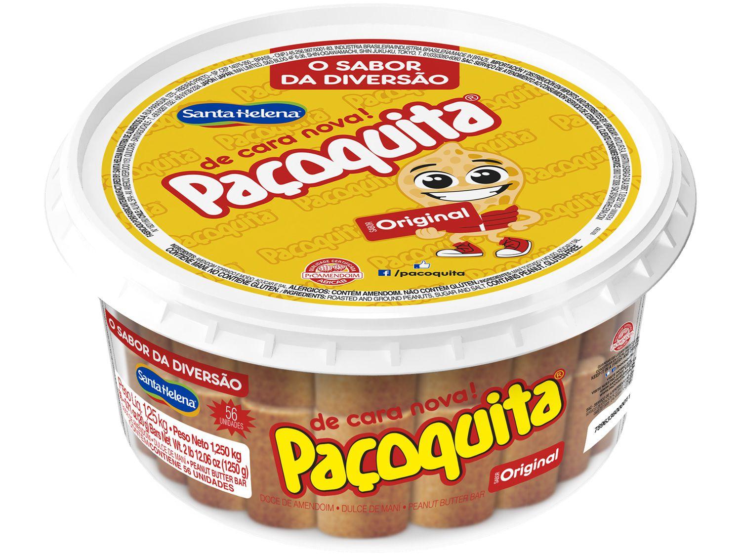 Paçoca Rolha Tradicional Paçoquita 1,25kg - 56 Unidades