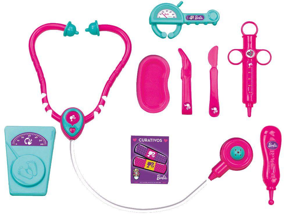 Kit Médico Infantil Barbie Doutora Médica Médio - 9 Peças Fun