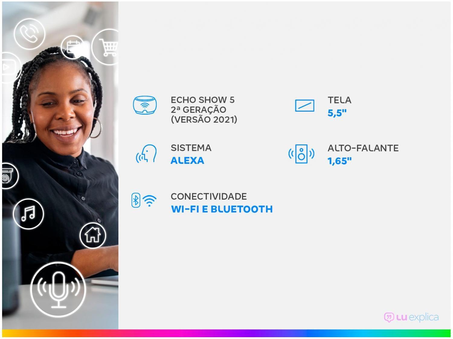 Echo Show 5 2ª geração Smart Speaker Tela de 5,5&quot; - com Alexa