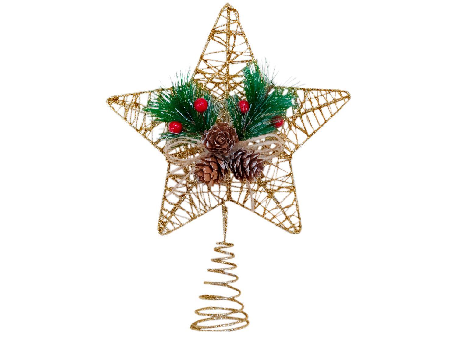 Ponteira de Árvore de Natal Estrela 20cm Dourado - NATAL080 Casambiente