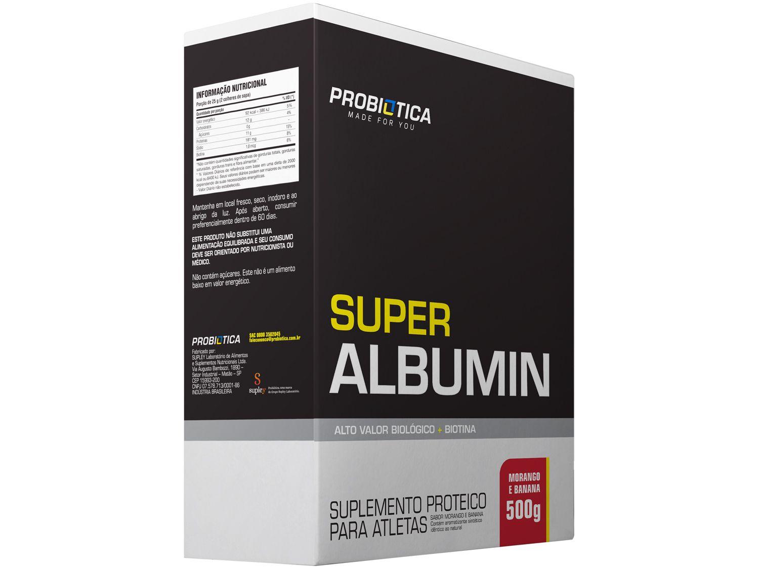 Albumina Probiotica Super Albumin em Pó 500g - Morango com Banana