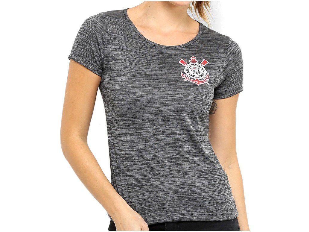 Camiseta SPR Corinthians Fio Tinto Clever - Feminina Manga Curta Mescla Escuro