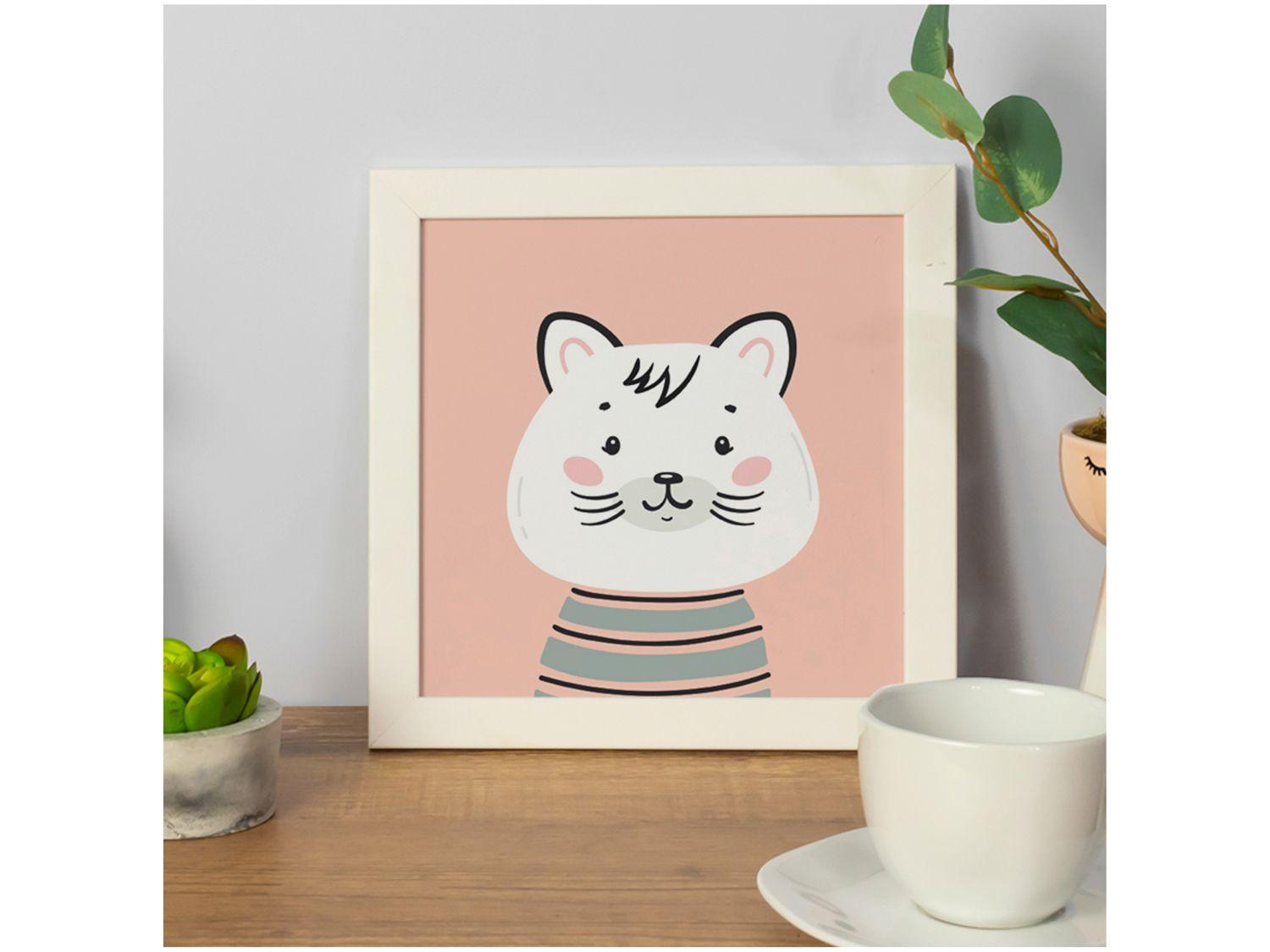 Quadro Decorativo Infantil Gato 24x24cm - Design Up Living