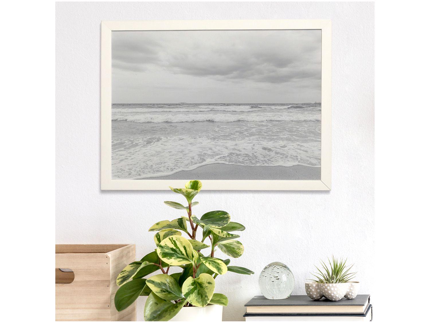 Quadro Decorativo All White Praia p&b - 35x47cm Design Up Living