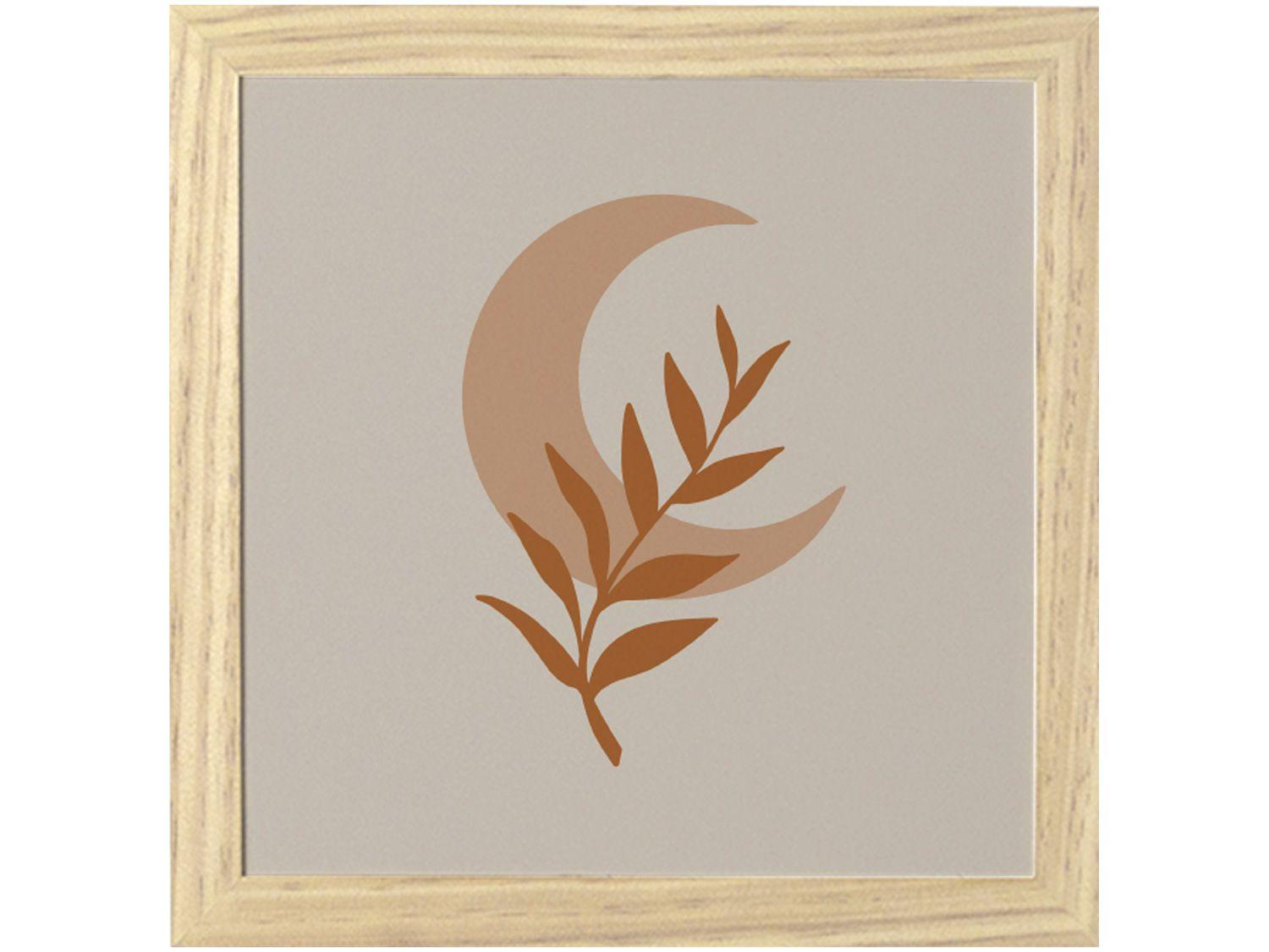 Quadro Decorativo Mid Century Lua e Folha - 23,5x23,5cm Design Up Living