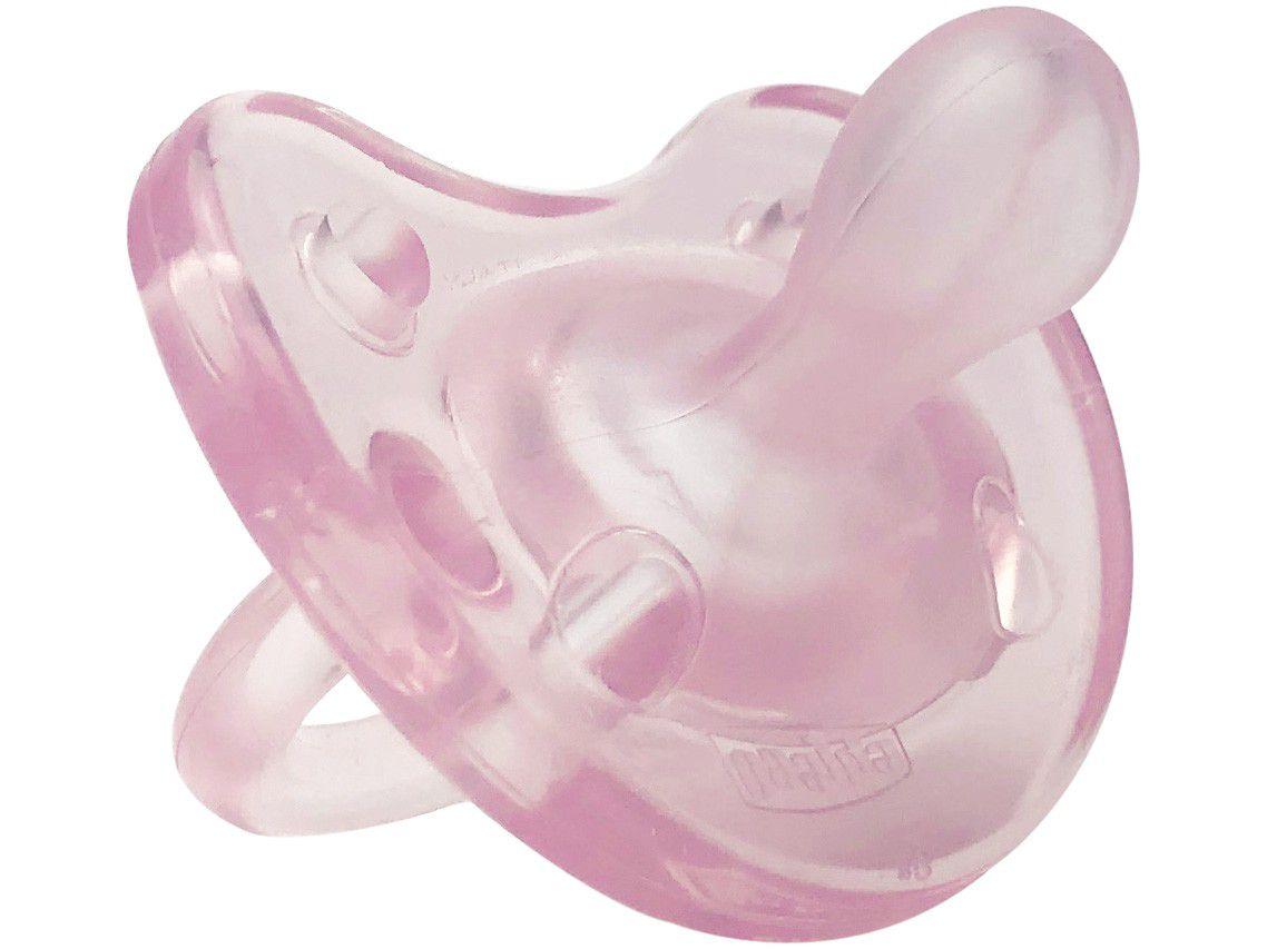 Chupeta Silicone Ortodôntico Chicco Soft - PhysioForma Rosa Claro 0 a 6 meses