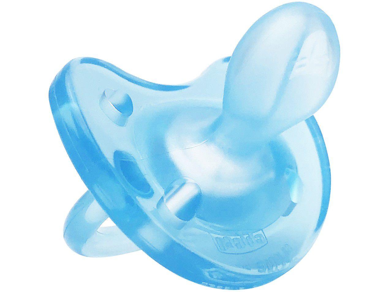 Chupeta Silicone Ortodôntico Chicco Soft - PhysioForma Azul Claro 16 a 36 meses