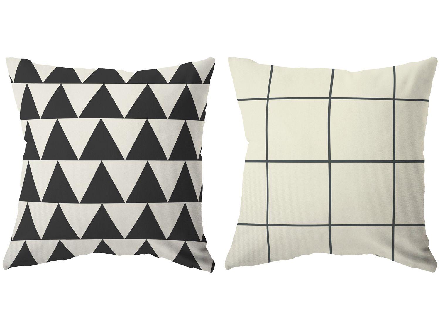 Capa de Almofada 42x42cm Design Up Living - Black Geometric Formas Preto 2 Peças