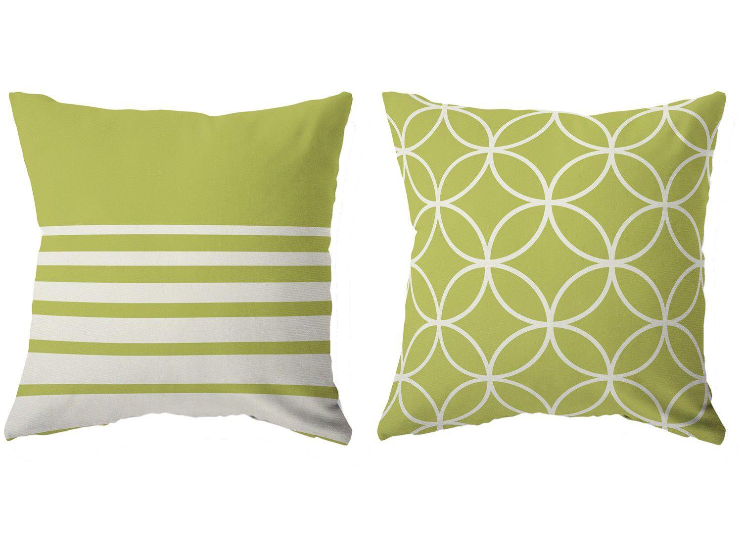 Capa de Almofada 42x42cm Design Up Living - Color Graphics Formas Verde 2 Peças