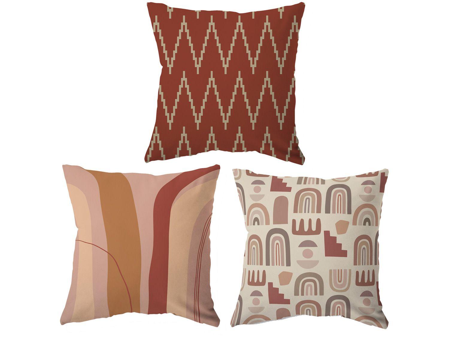 Capa de Almofada 42x42cm Design Up Living Boho - Formas Colorido 3 Peças