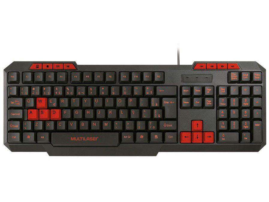 Teclado Numérico Gamer USB Multilaser Hotkeys Slim - ABNT 2 Preto e Vermelho TC242