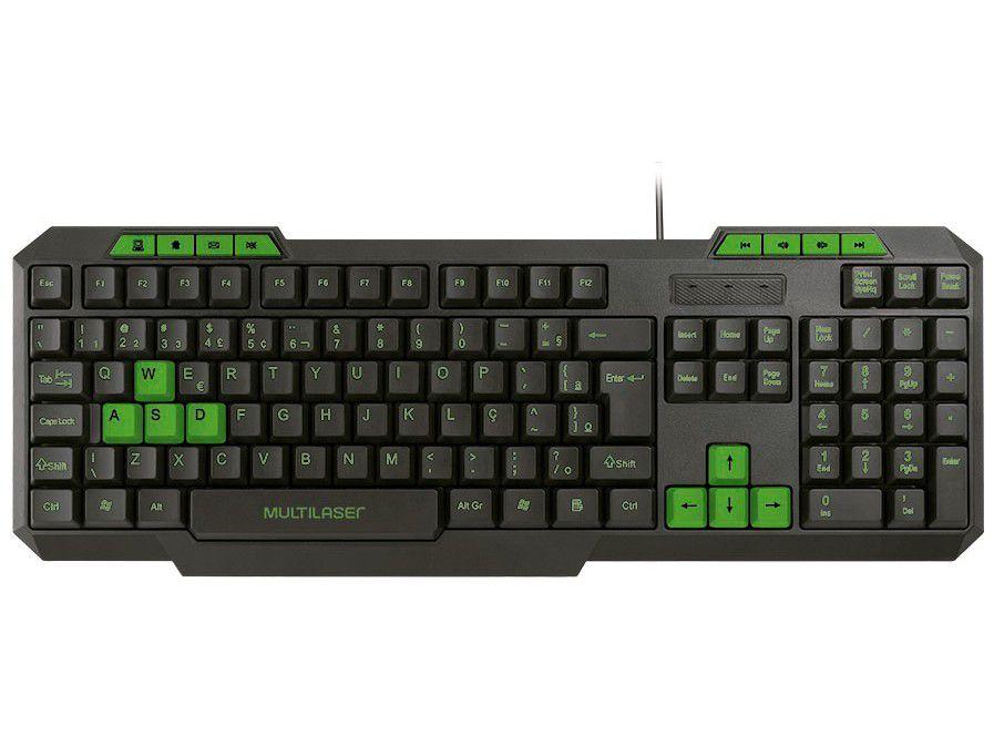 Teclado Numérico Gamer USB Multilaser Hotkeys Slim - ABNT 2 Preto e Verde TC243