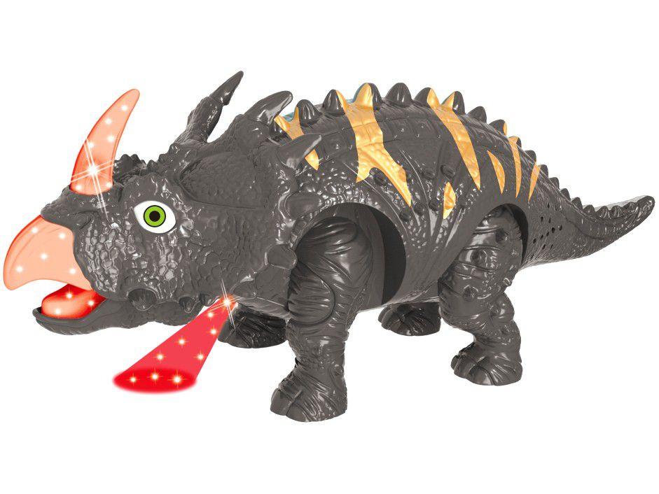 Dinossauro Triceratops Emite Som e Luz 10cm - Pais e Filhos