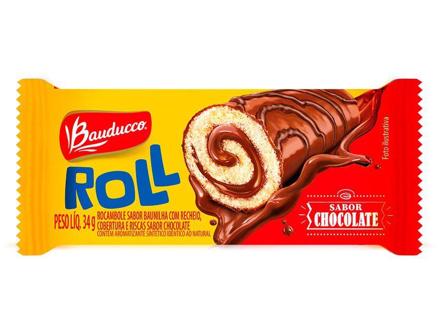 Bolinho Recheado Baunilha e Chocolate Bauducco - Roll 34g