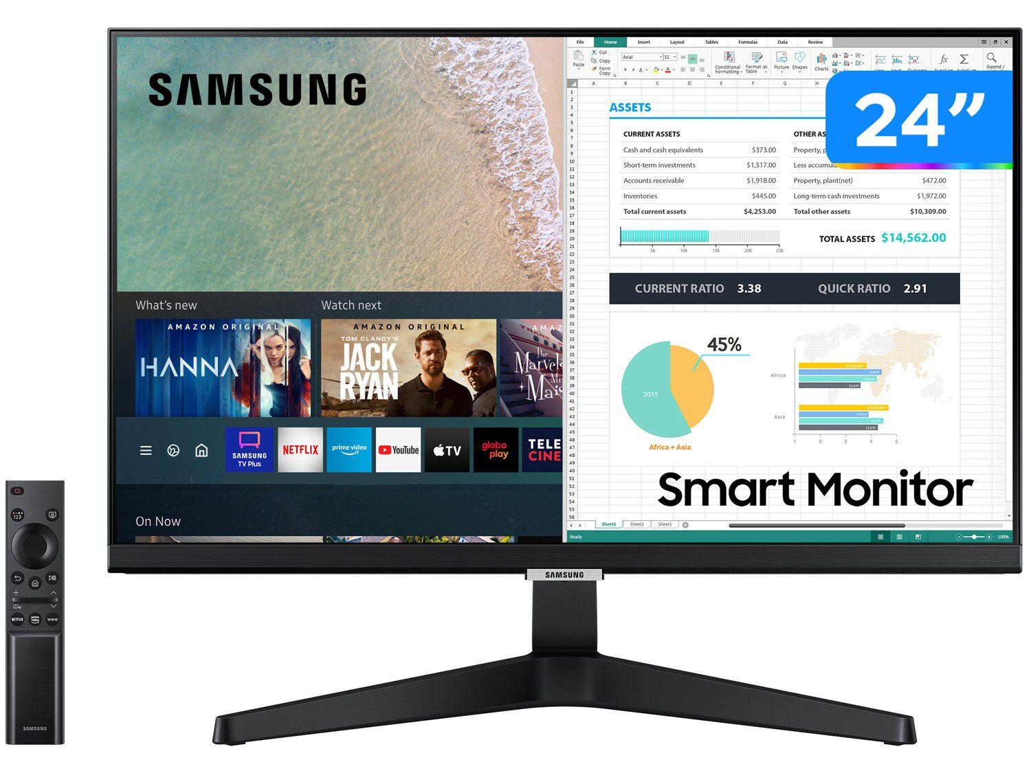 Monitor Full HD Samsung M5 LS24AM506NLMZD - 24" IPS LED HDMI Smart