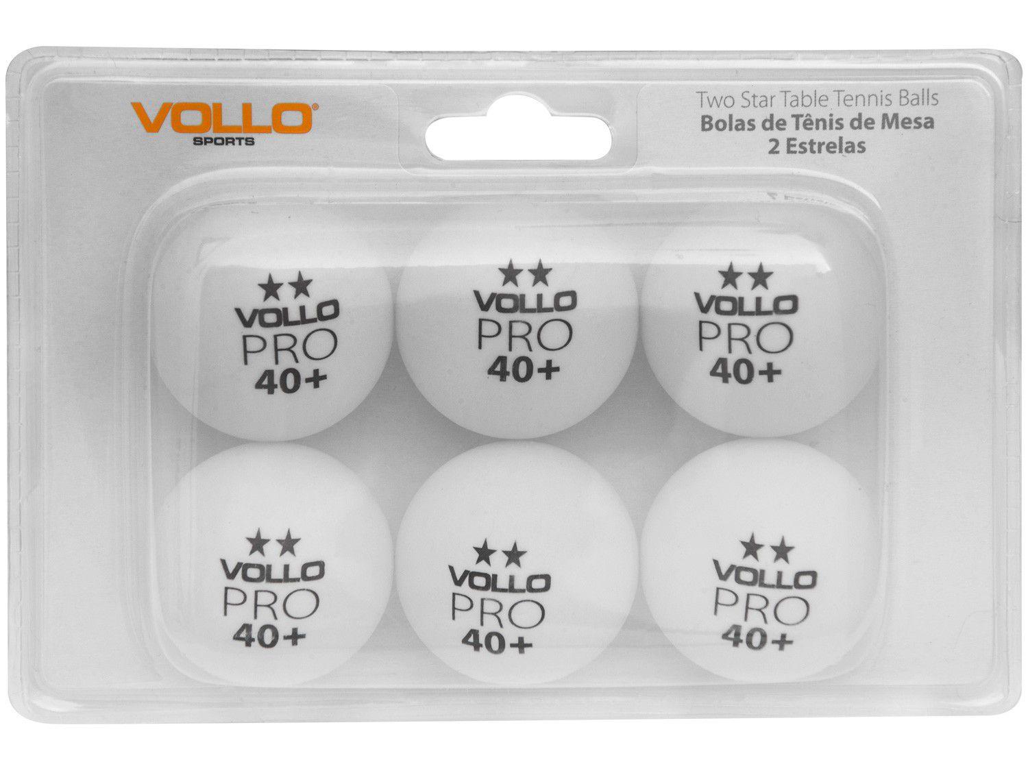 Bola de Ping Pong/Tênis de Mesa Profissional - Vollo Sports 2 Estrelas VT612 6 Unidades