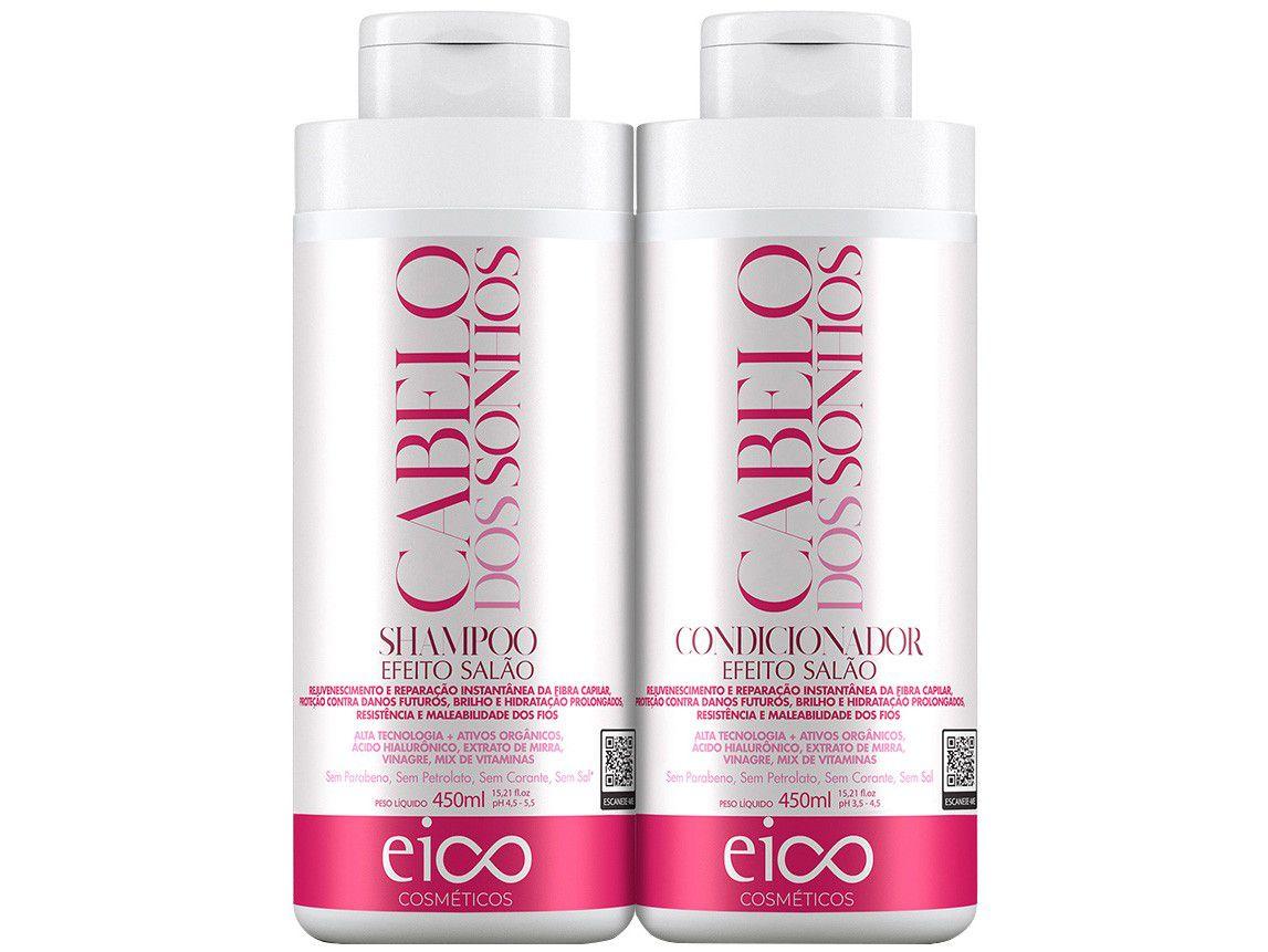 Shampoo e Condicionador Eico Cosméticos - Cabelos dos Sonhos EC501 450ml Cada
