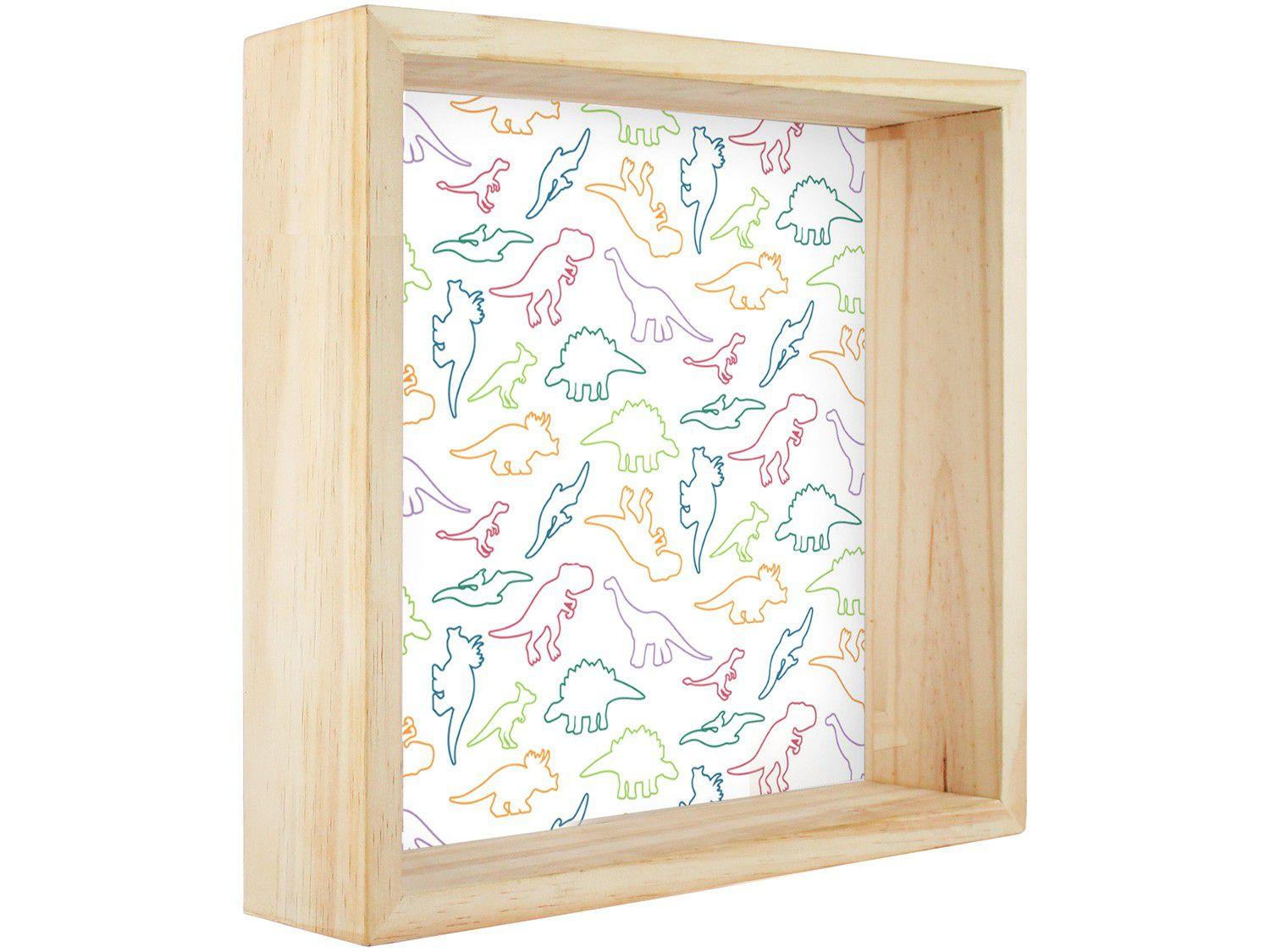 Nicho de Madeira Colorido Quadrado 30x30cm - Design Up Living Dinossauros