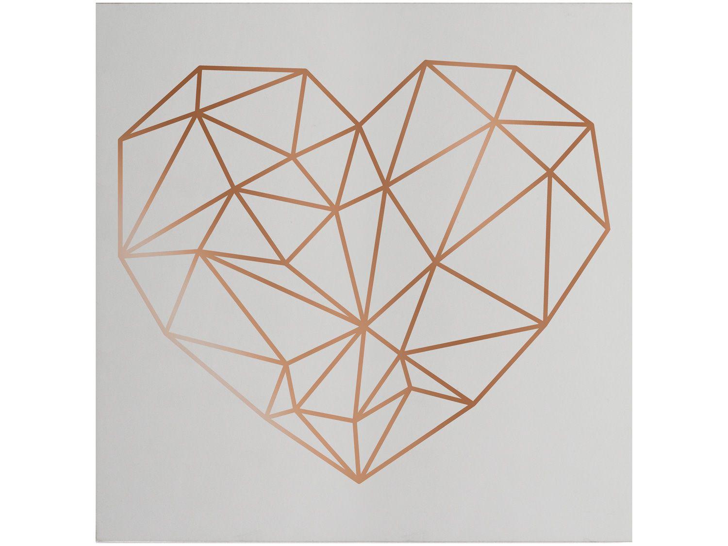 Placa Decorativa MDF Coração Gold 29x29cm - Design Up Living