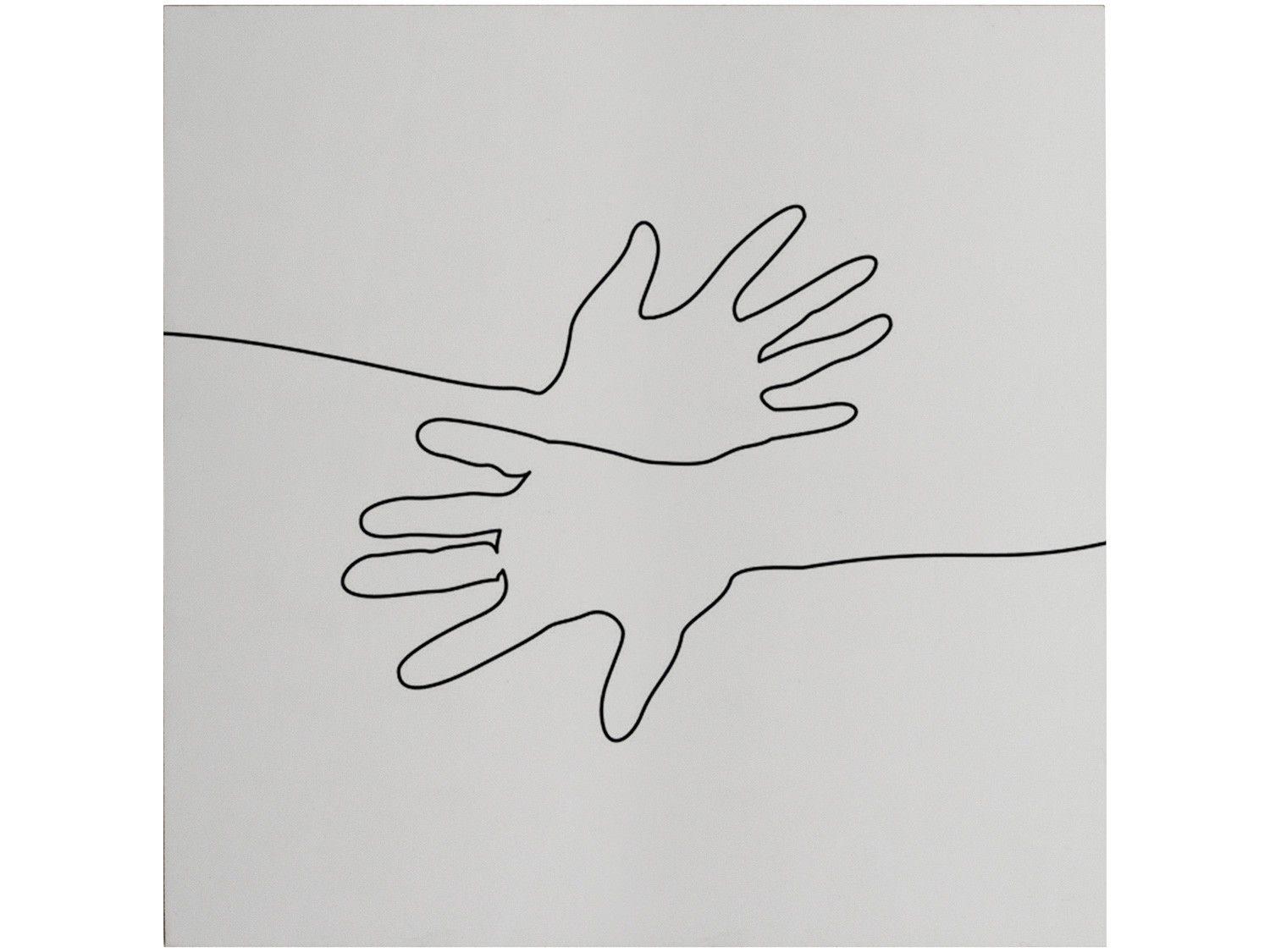 Placa Decorativa MDF Minimalistas Mãos Linhas - 29x29cm Design Up Living