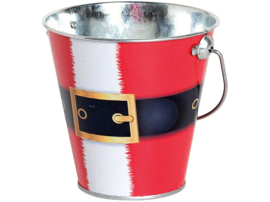 Lata Decorativa de Natal com Alça Cromus - Roupa Papai Noel
