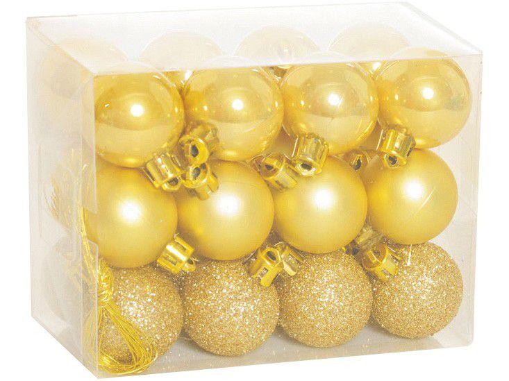 Bola de Natal Ouro 3cm 24 Unidades Cromus - 1591318