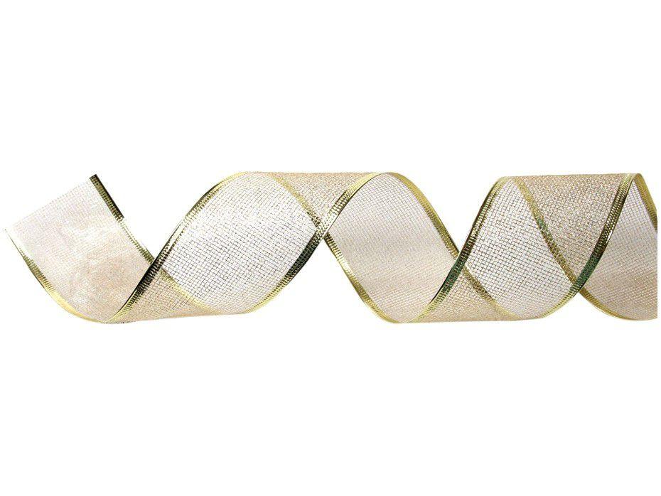 Fita de Natal 914x6,3cm Aramada Ouro Cromus - Tela de Glitter