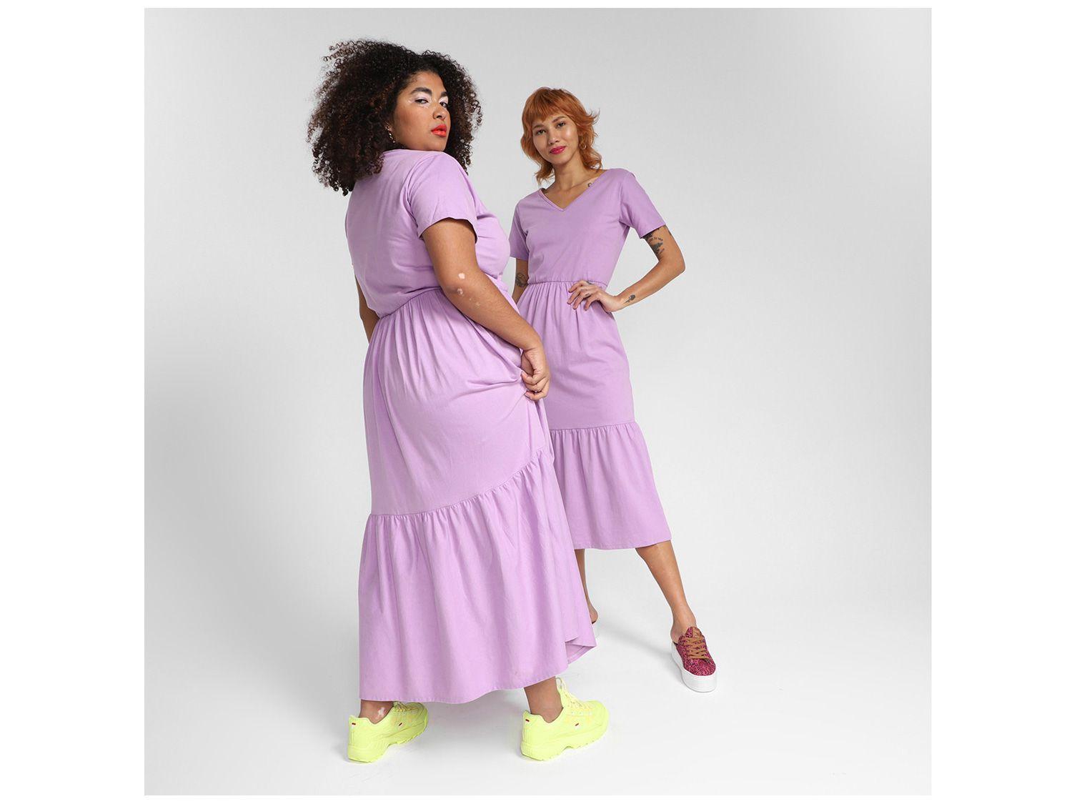 Vestido Midi Vista Magalu Marias Manga Curta