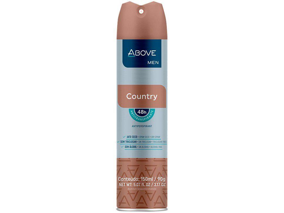 Desodorante Antitranspirante Aerossol Vegano - Above Clássicos Country Masculino Amadeirado 150ml