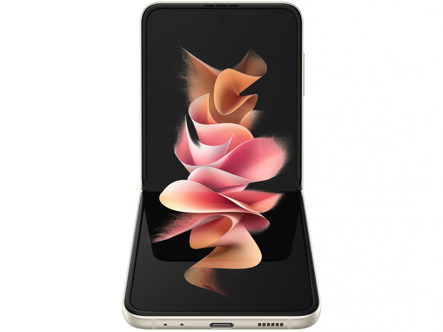 Smartphone Samsung Galaxy Z Flip3 256GB Creme - 5G 8GB RAM Tela 6,7&quot; Câm. Dupla + 10MP
