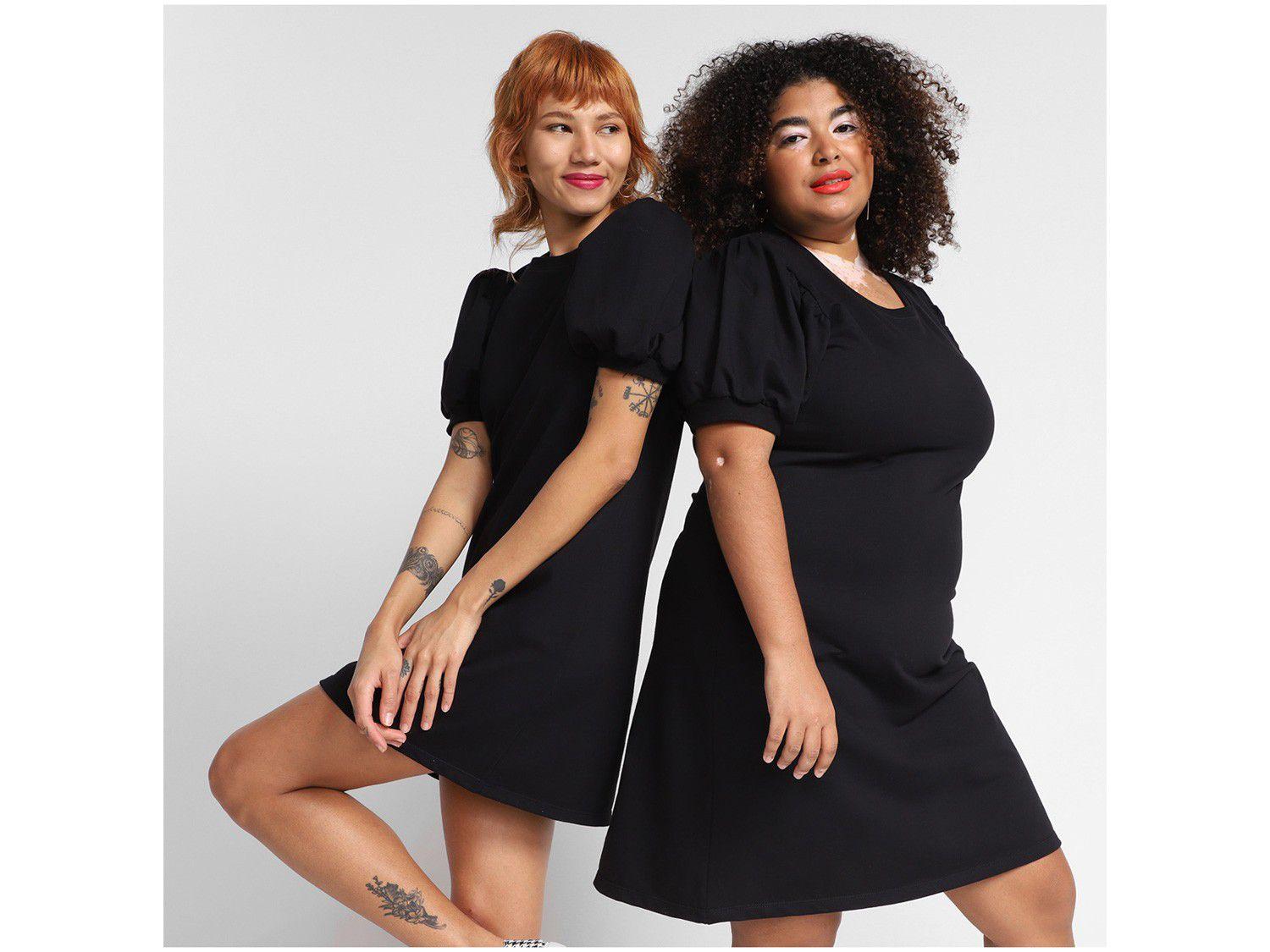 Vestido Curto Vista Magalu Moletom Manga Bufante