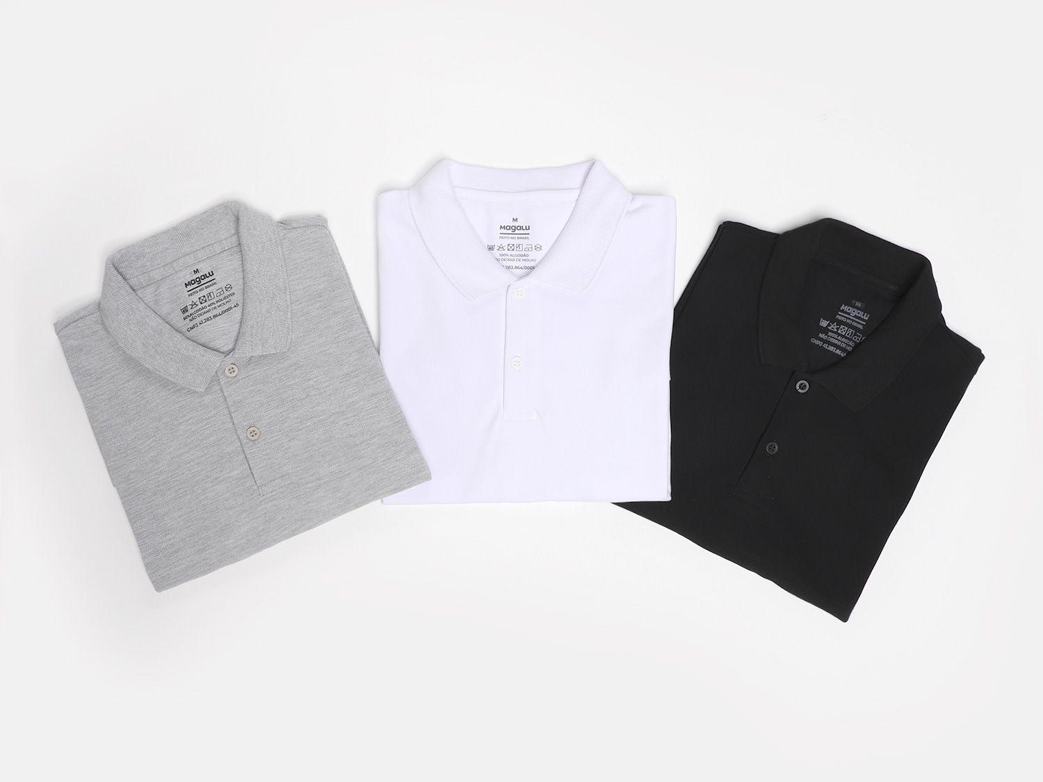 Kit Camisa Polo Vista Magalu Piquet 3 Peças