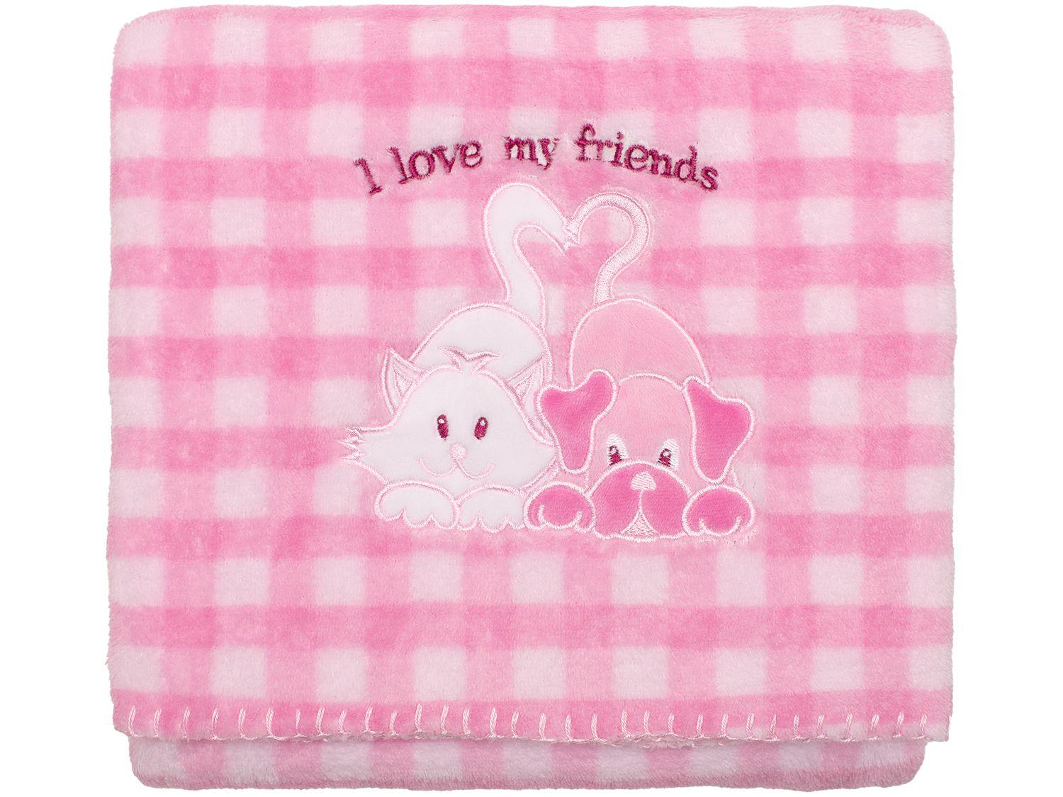 Manta para Bebê Buettner Microfibra Love Friends - Rosa