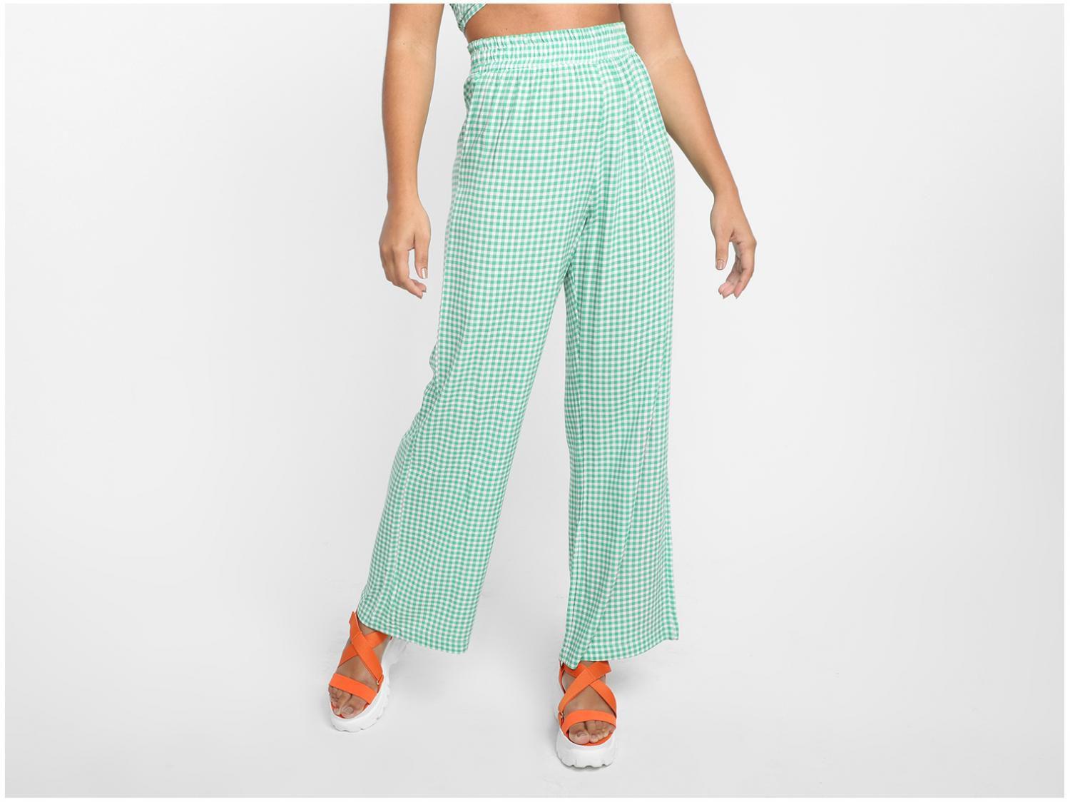 Calça Vista Magalu Viscose Xadrez